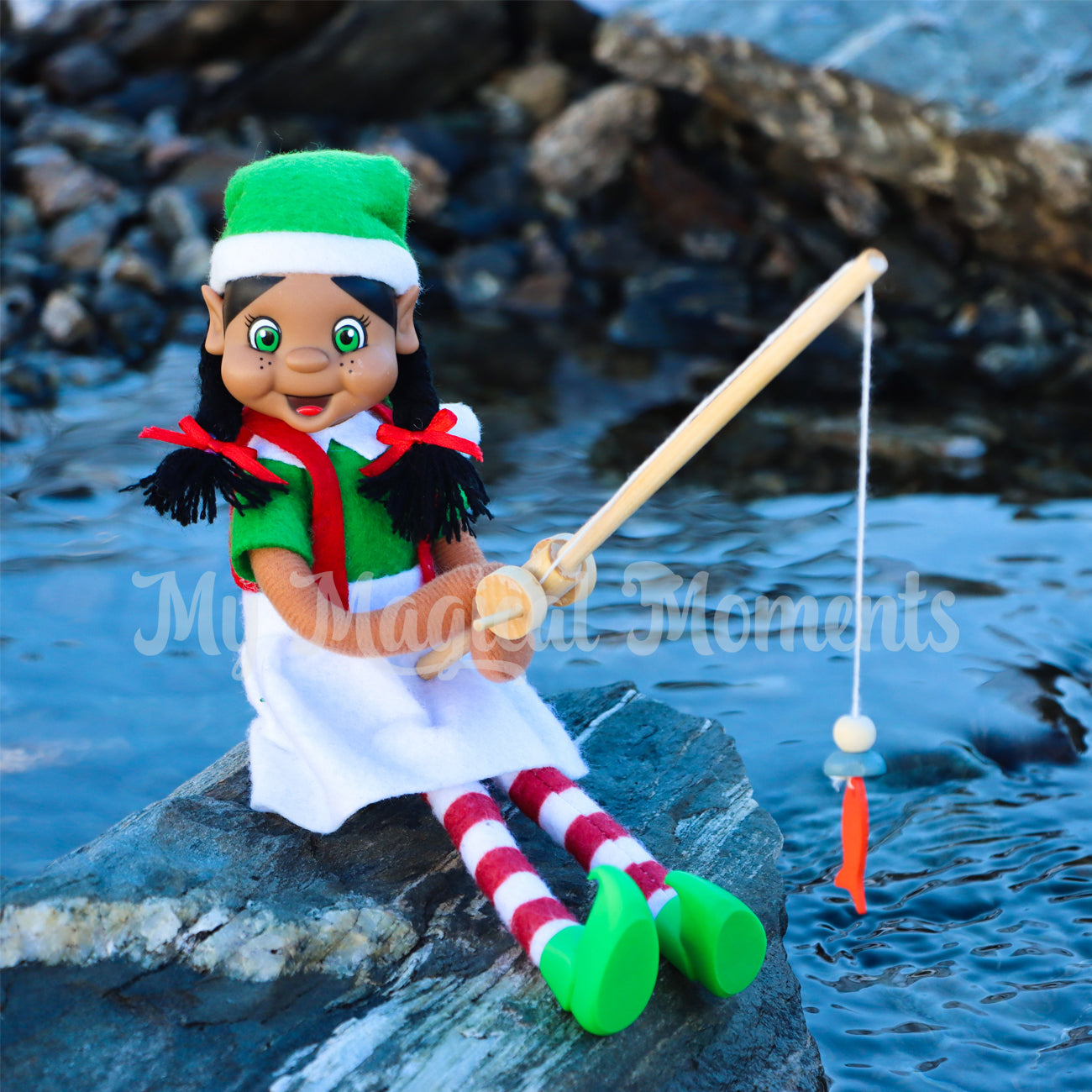 Elf fishing in a lake