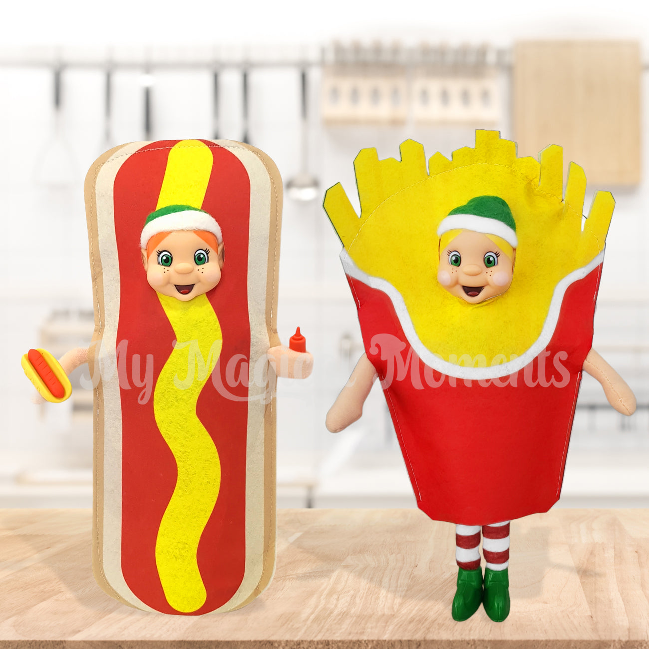 Elf Costumes Hot Dog & Fries worn by My Elf Friends