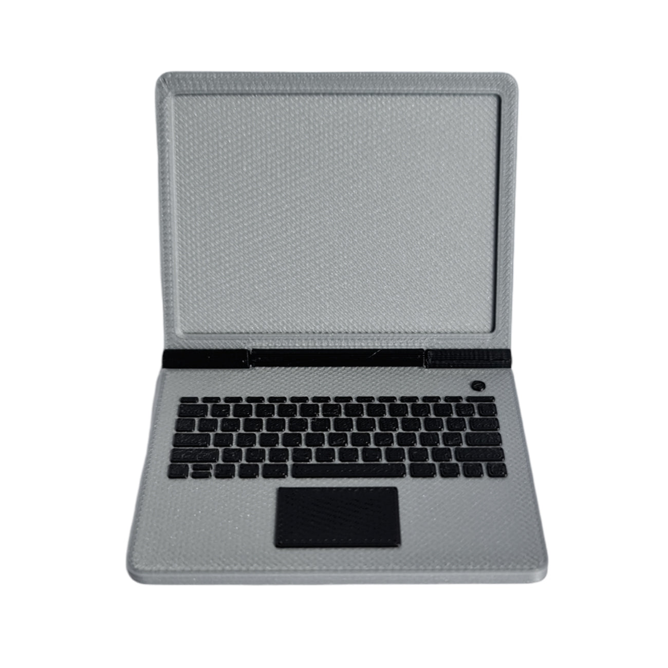 miniature Silver laptop with black keys elf prop