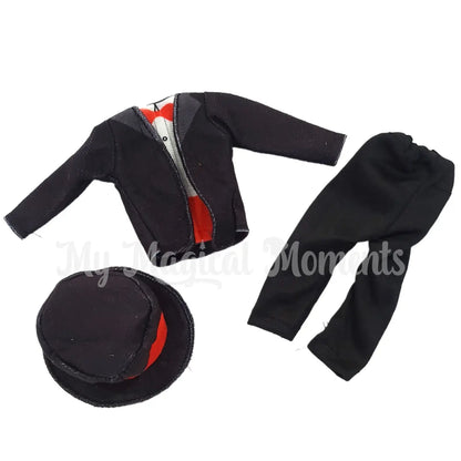 Elf magician costume with tuxedo top, pants a magic hat