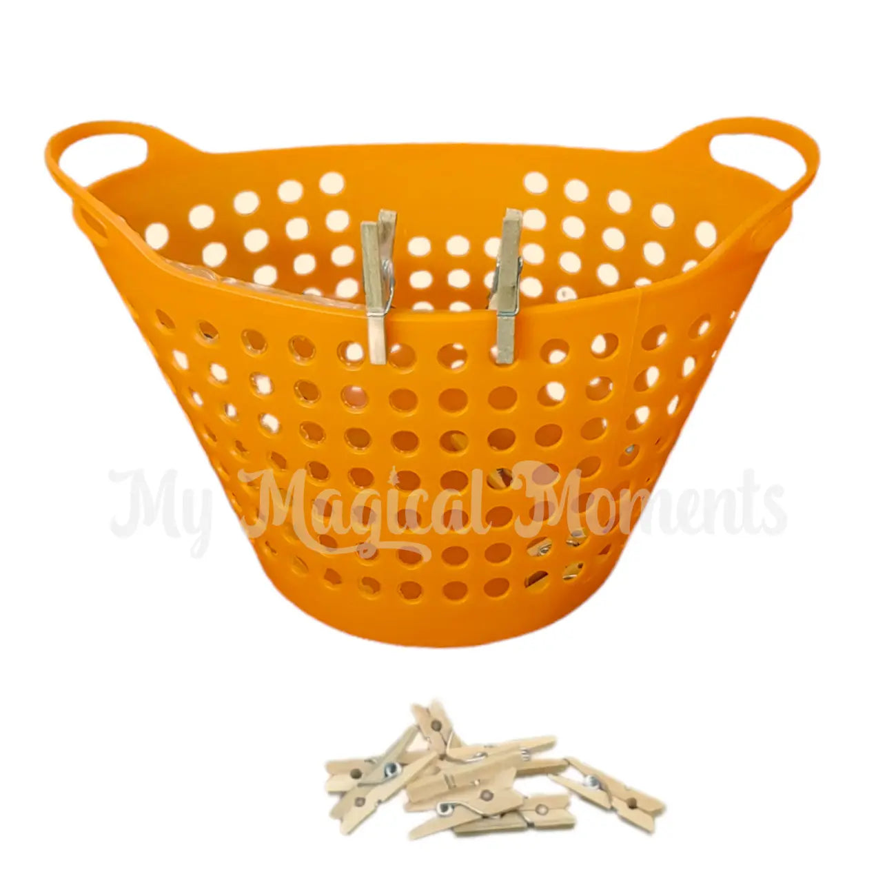 Miniature elf washing basket and mini pegs