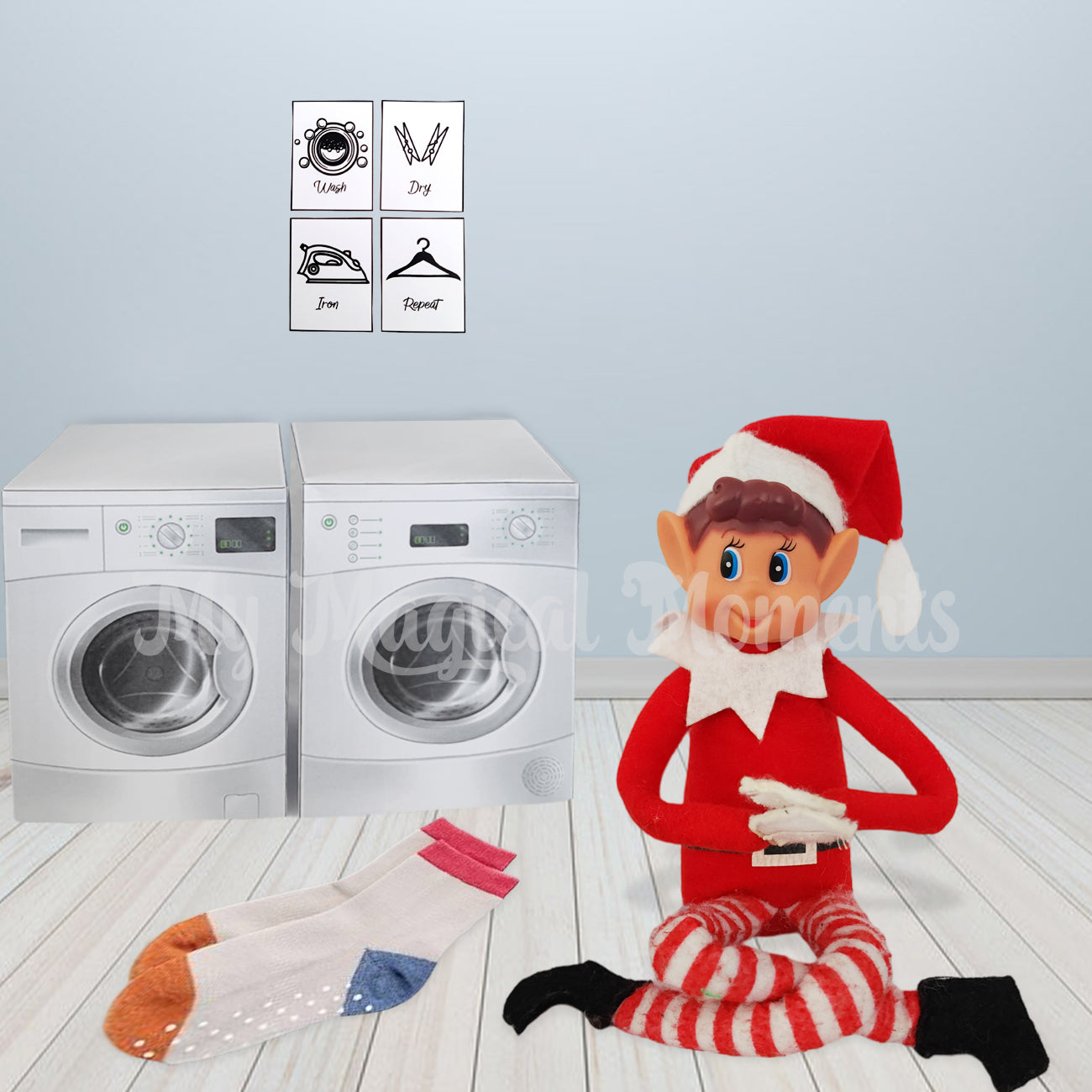 elves behavin badly washing socks printable