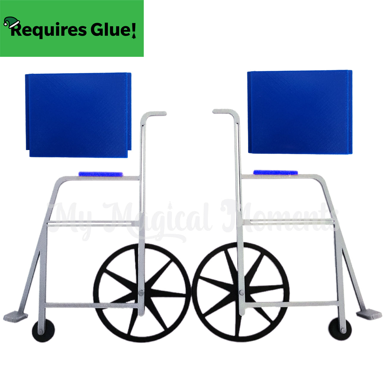 3d printed blue elf wheelchair unassembled