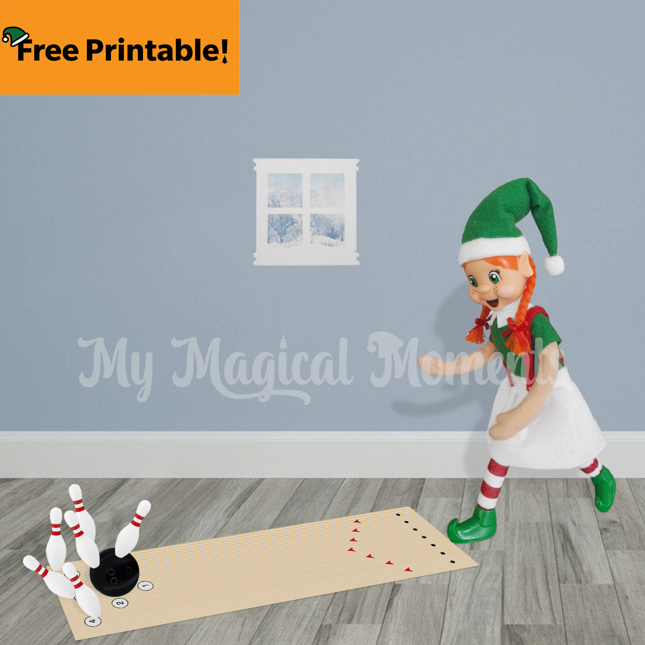 Elf bowling with miniature props