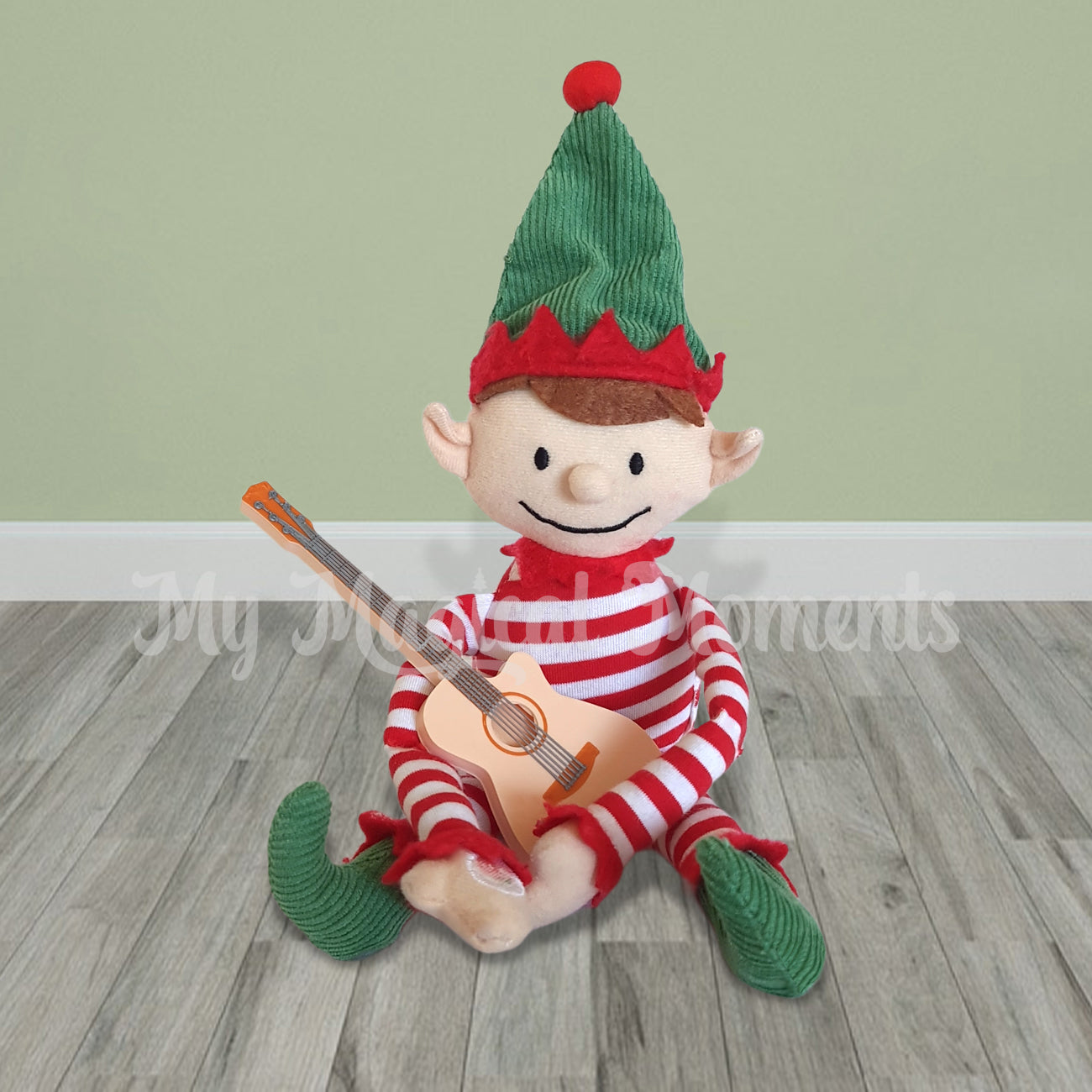 elf with a acoustic guitar prop