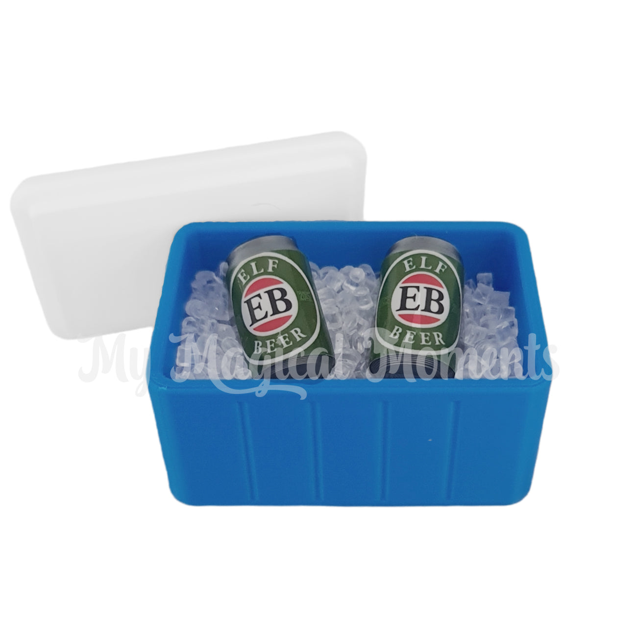 elf Esky full of ice with miniature beer