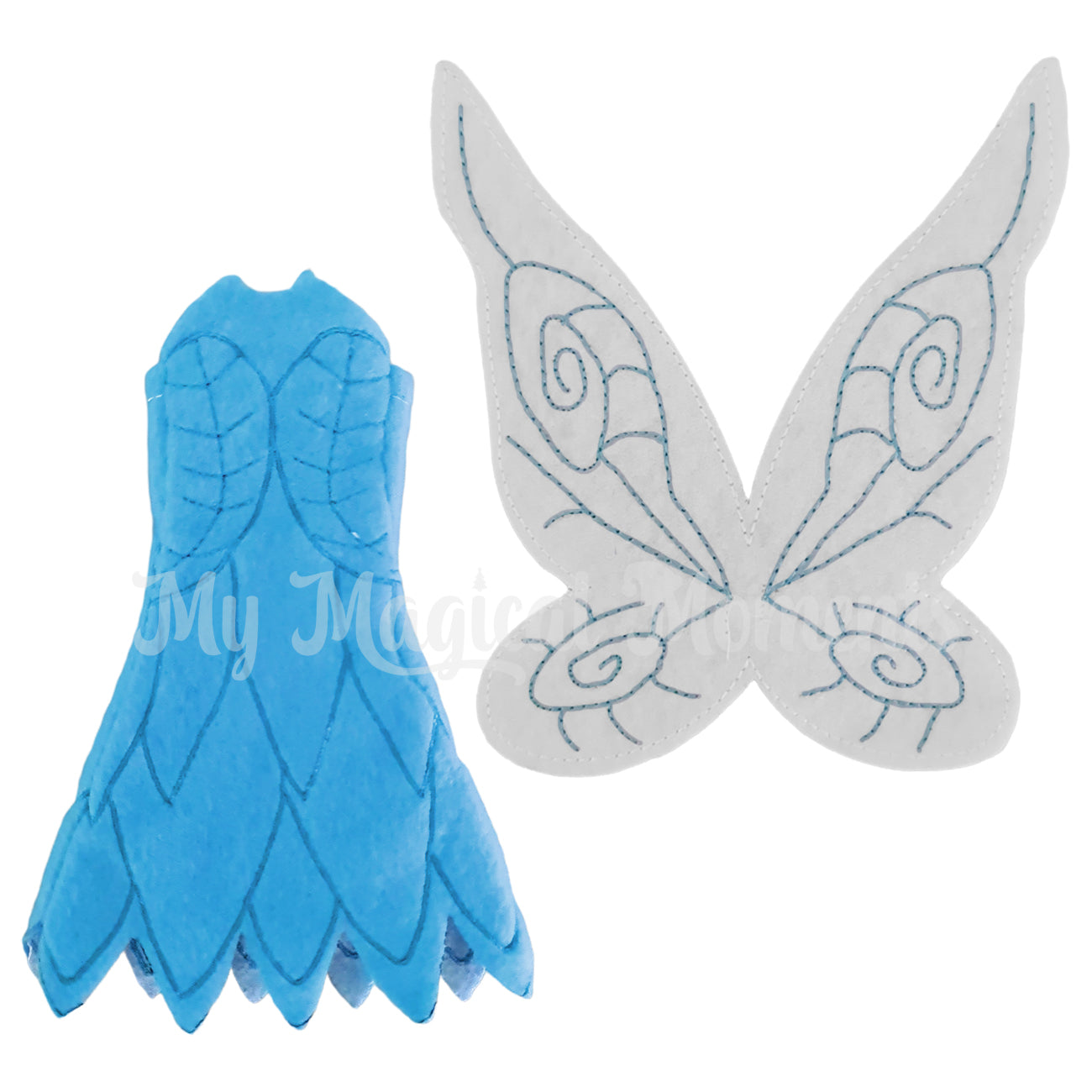 elf Fairy costume with Fairy wings and blue dress
