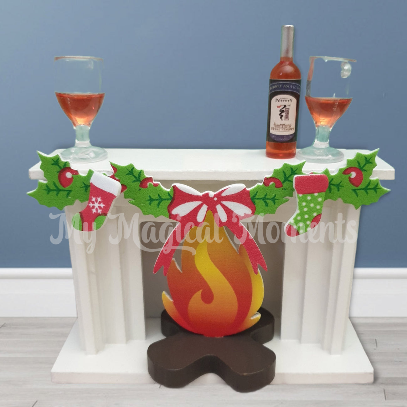 miniature wooden Fireplace Decorated
