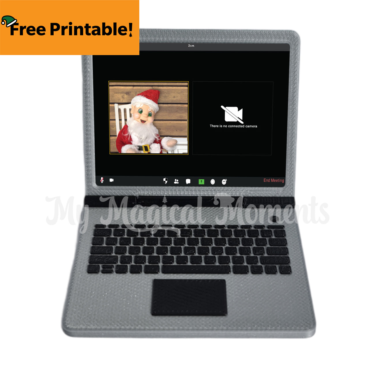 miniature laptop prop with santa call printable screen