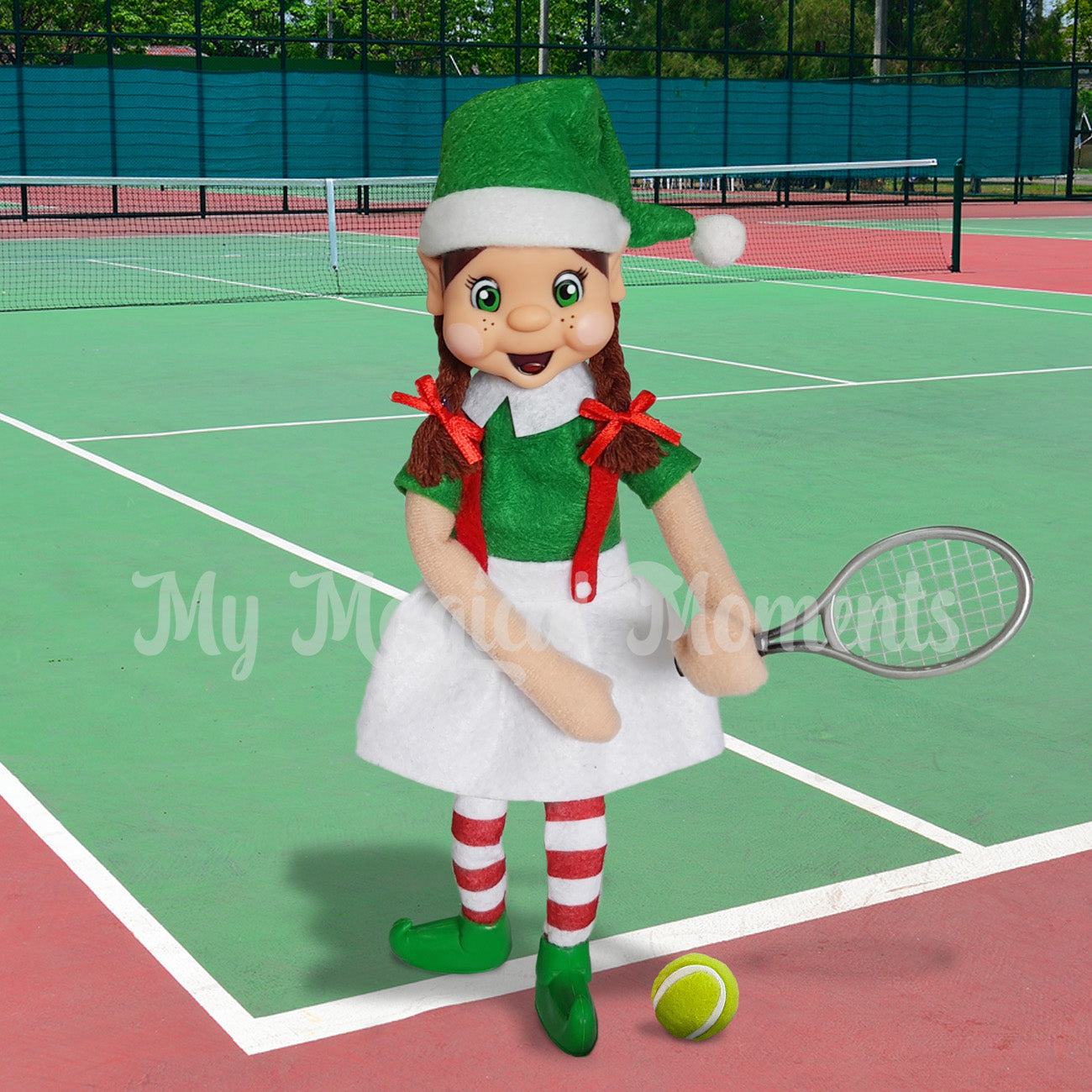 elf playing miniature tennis
