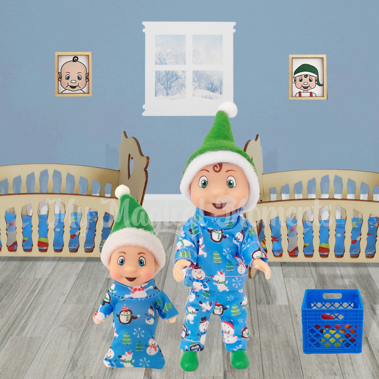 Elf baby and elf toddler matching pyjamas