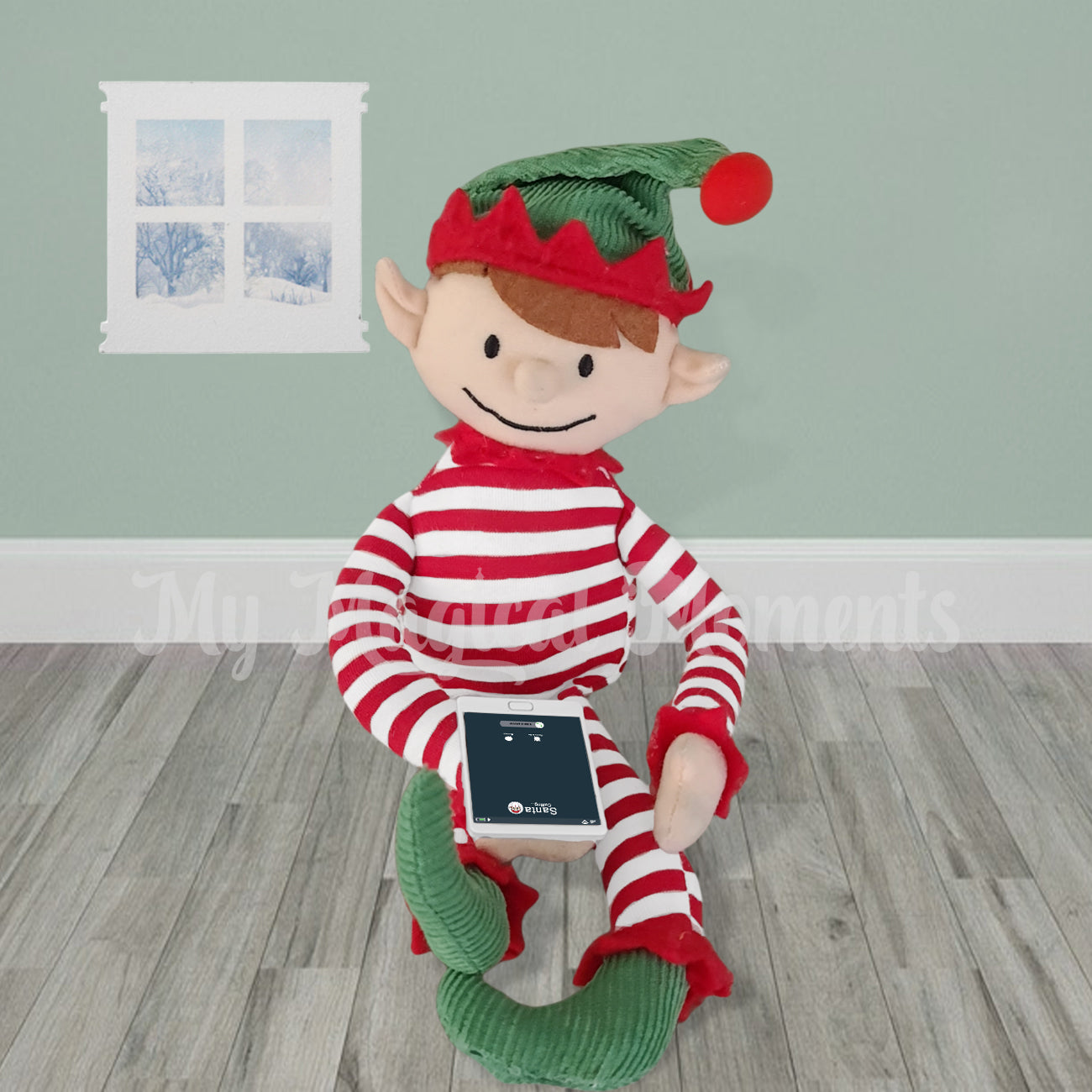 elf with a miniature tablet