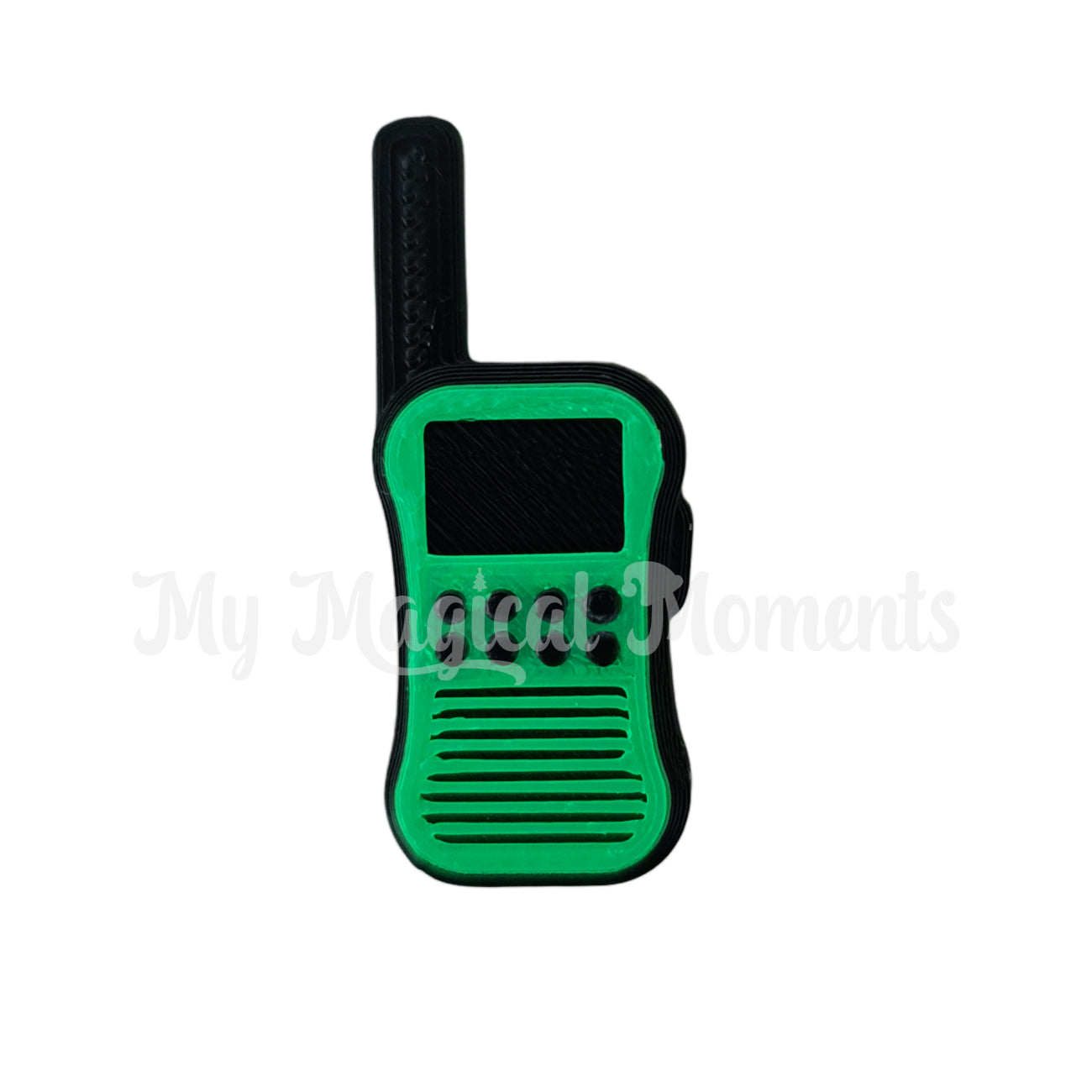 green miniature walkie talkie