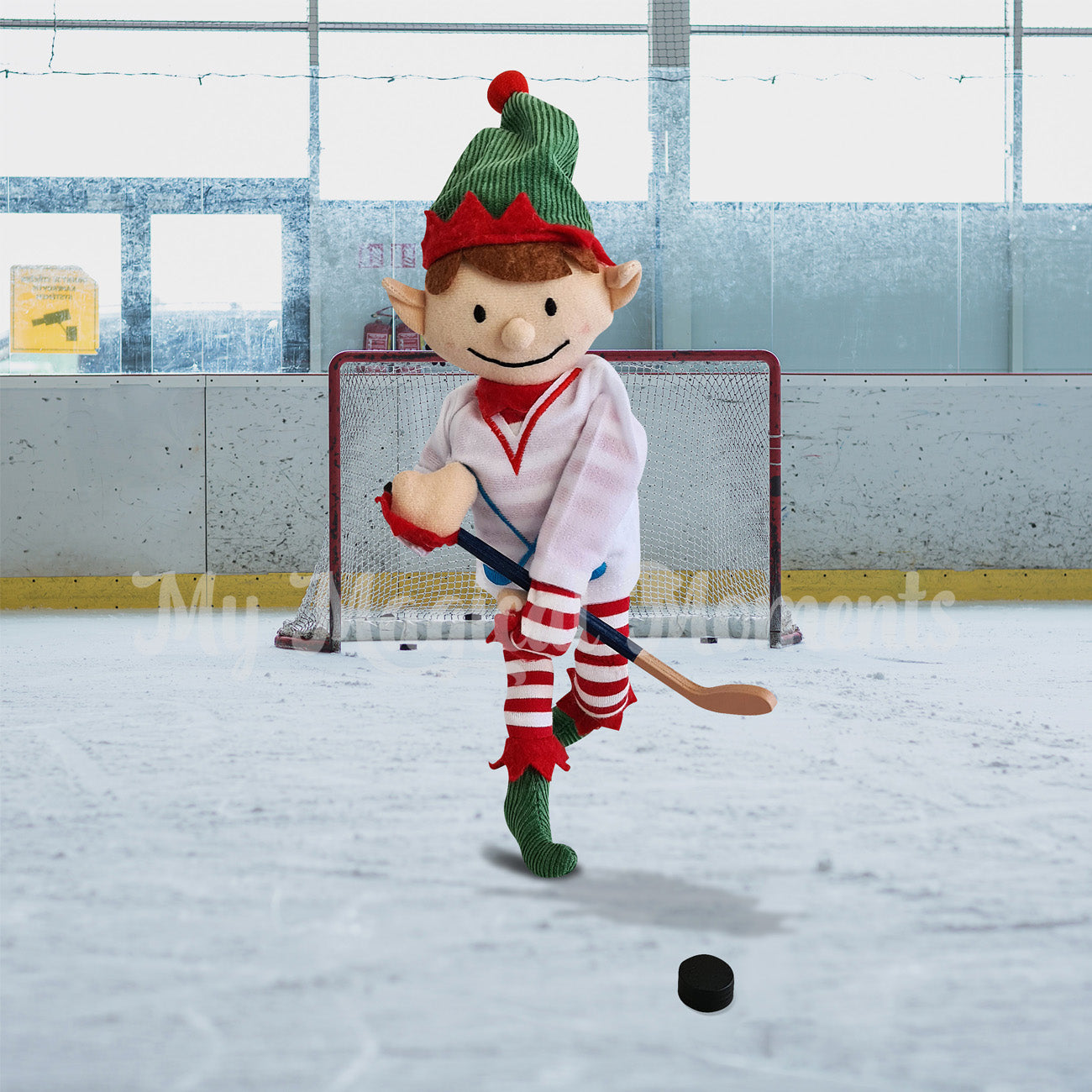 Elf for Christmas playing Hockey