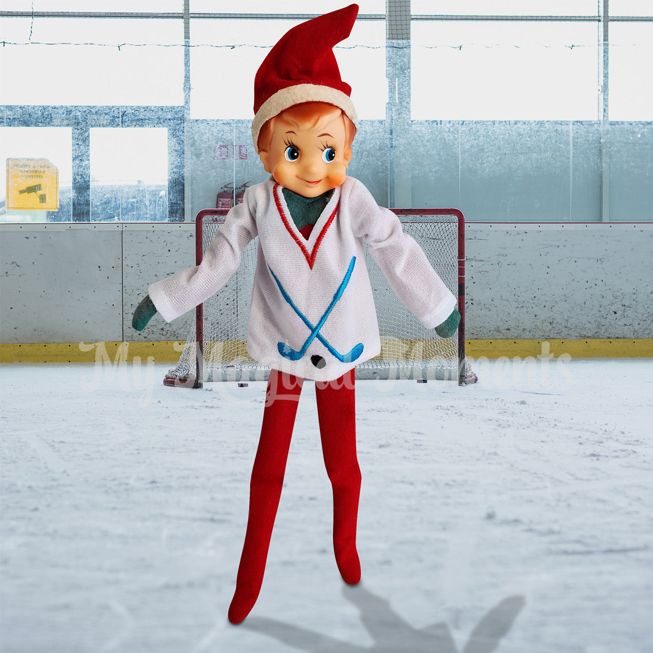 Elf playing hockey