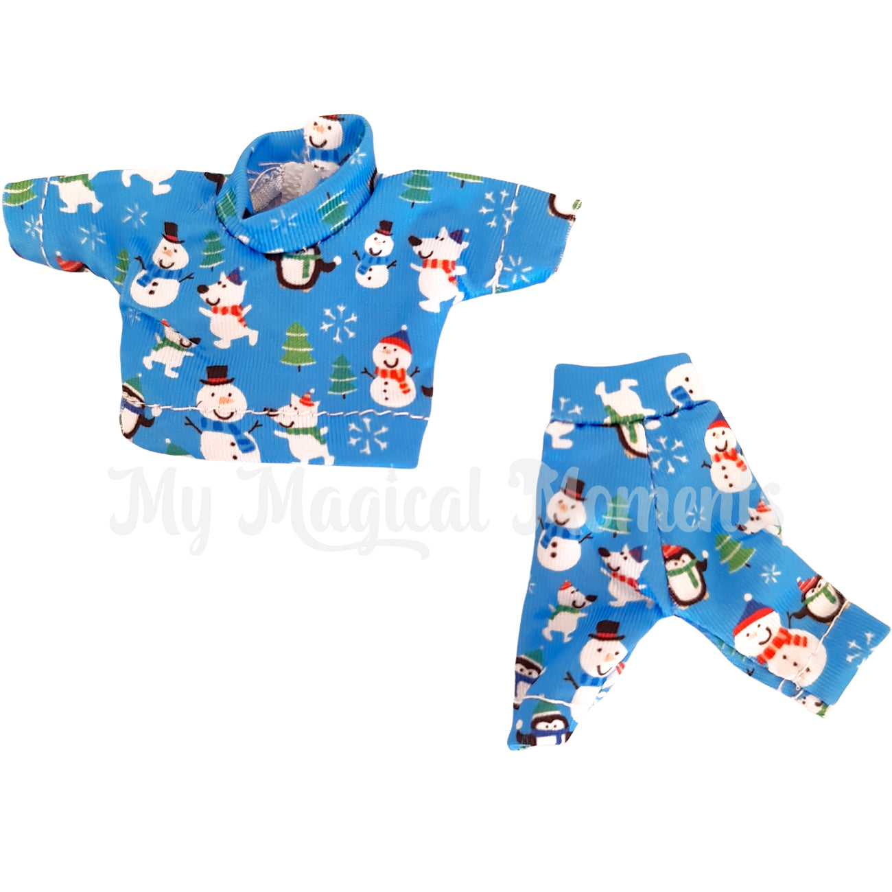 Blue snow print elf toddler pyjamas